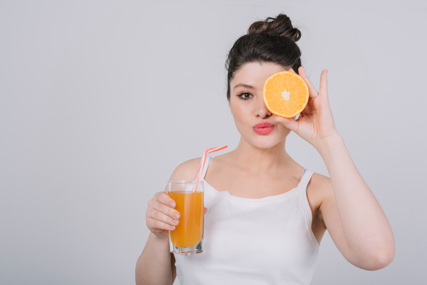 A young woman with a healthy meal